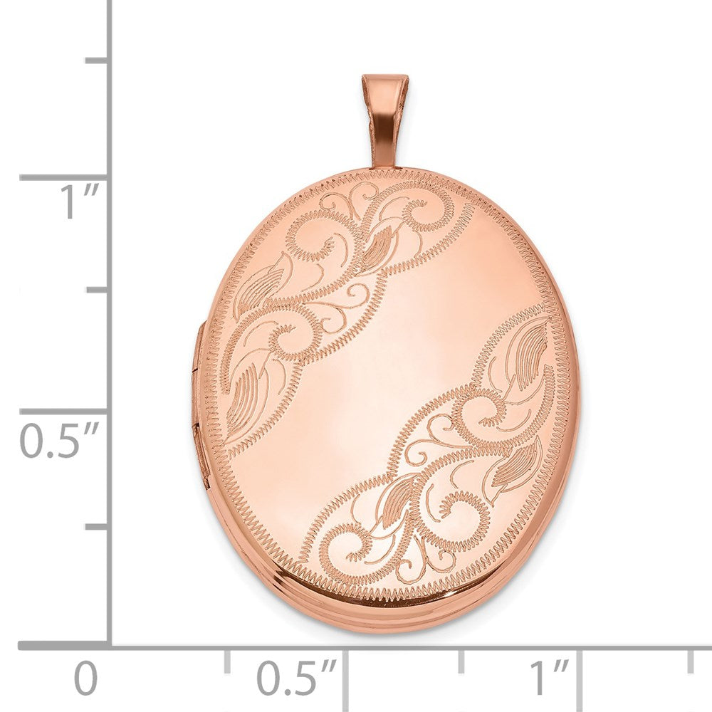 Sterlingsilber Rose Vergoldet 26mm Swirled Oval Medaillon