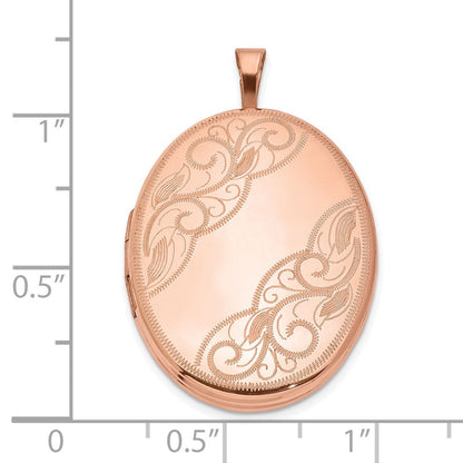 Sterlingsilber Rose Vergoldet 26mm Swirled Oval Medaillon