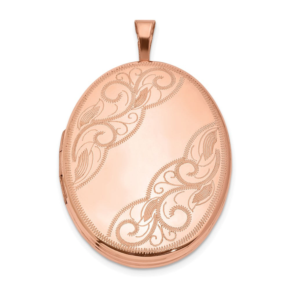 Sterlingsilber Rose Vergoldet 26mm Swirled Oval Medaillon
