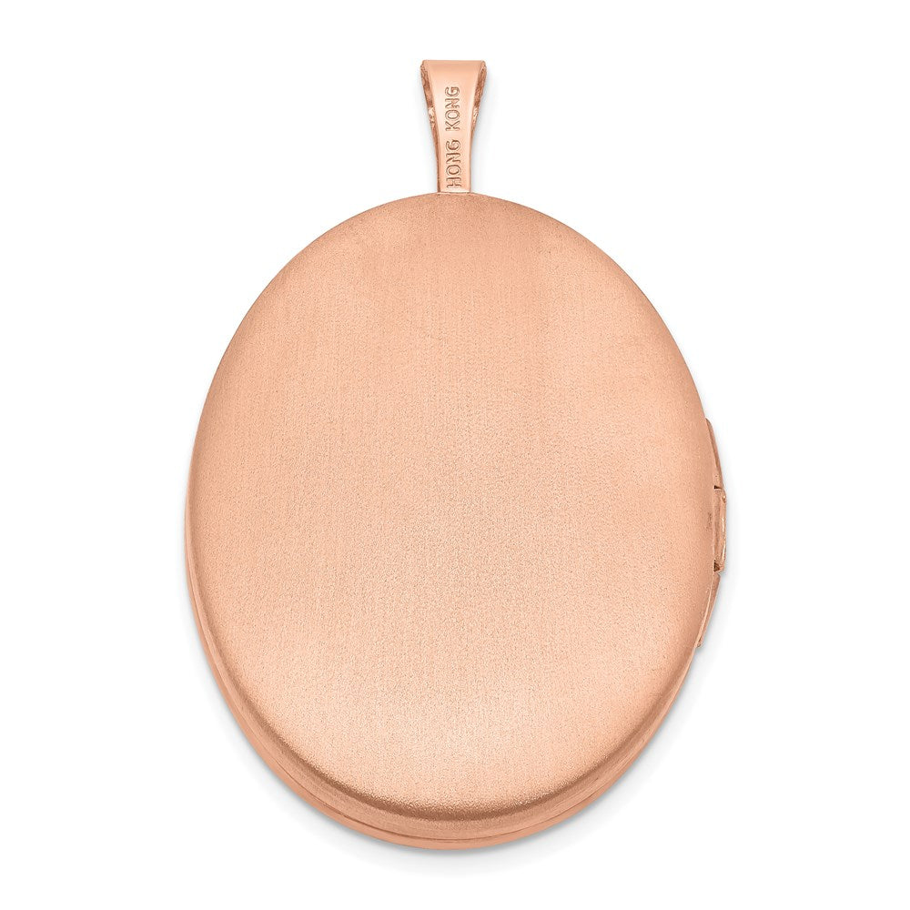 Sterlingsilber Rose Vergoldet 26mm Blatt Rand Oval Medaillon