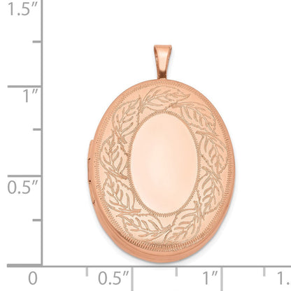 Sterlingsilber Rose Vergoldet 26mm Blatt Rand Oval Medaillon