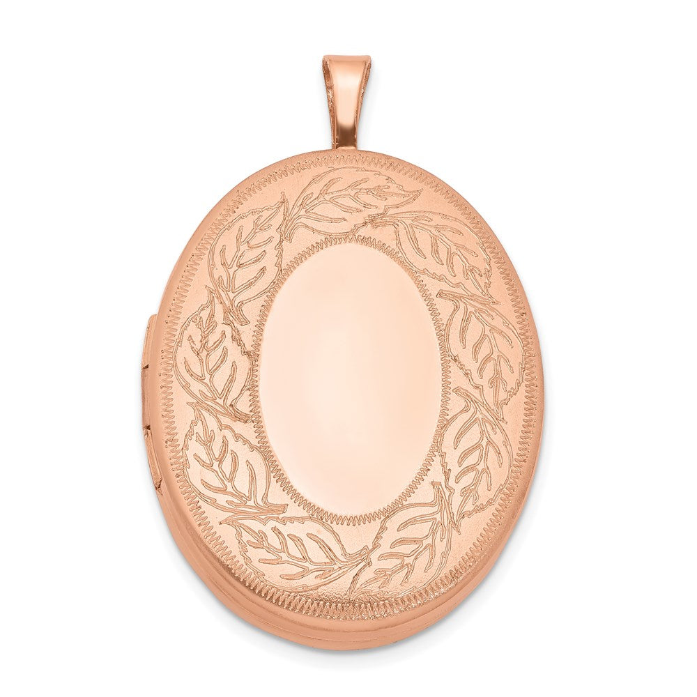 Sterlingsilber Rose Vergoldet 26mm Blatt Rand Oval Medaillon