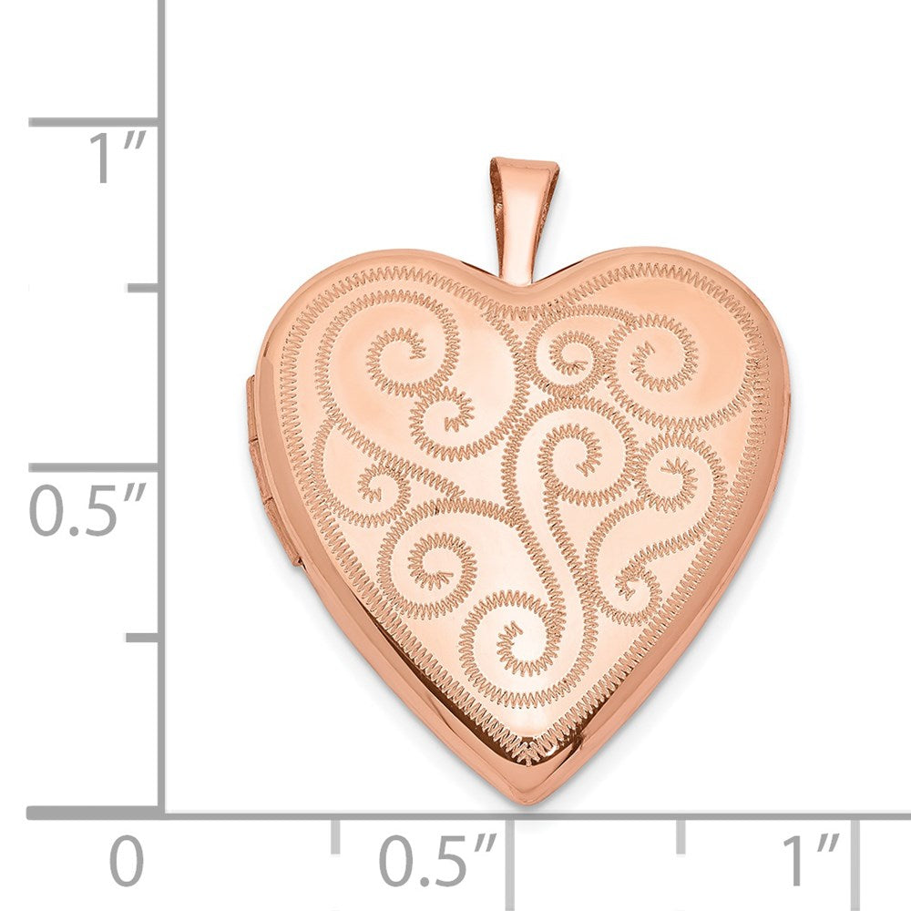 Sterlingsilber Rose Vergoldet 20mm Wirbel Design Herz Medaillon