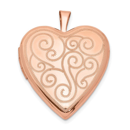 Sterlingsilber Rose Vergoldet 20mm Wirbel Design Herz Medaillon