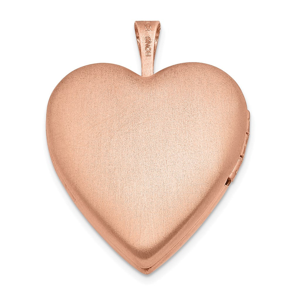 Sterlingsilber Rose Vergoldet Poliert & Satiniert 20mm Diamant Herz Medaillon