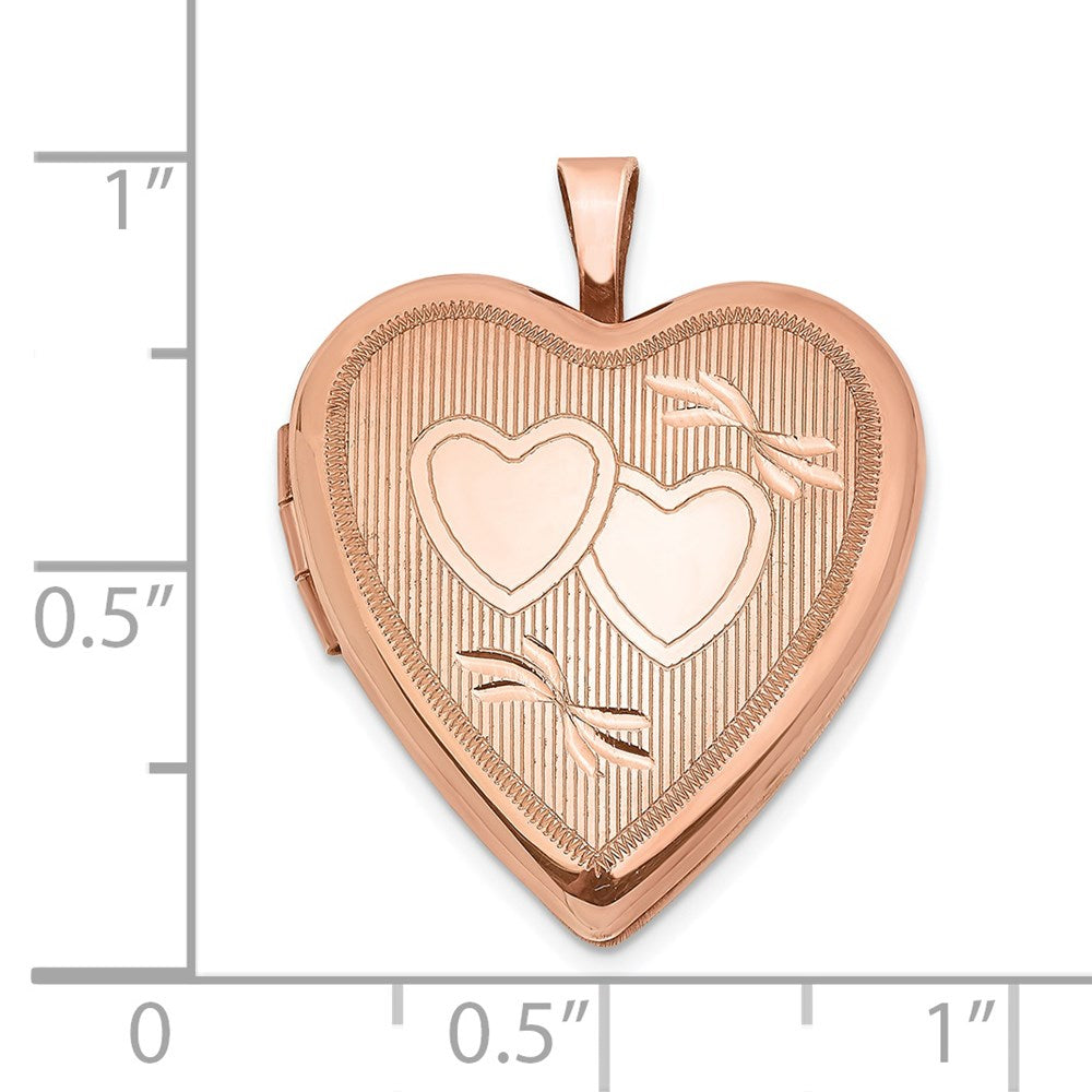 Sterlingsilber Rose Vergoldet 20mm Doppelt Herzen Herz Medaillon