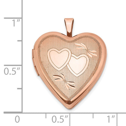 Sterlingsilber Rose Vergoldet 20mm Doppelt Herzen Herz Medaillon