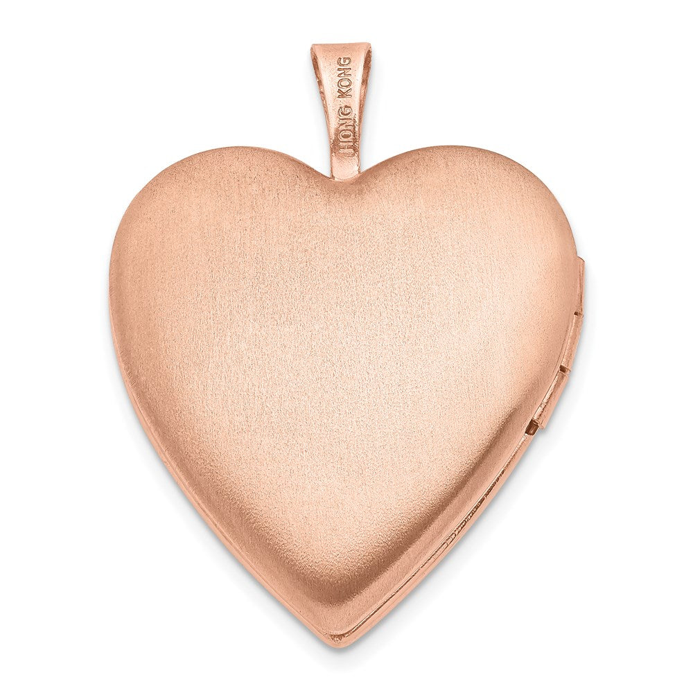 Sterlingsilber Rose Vergoldet 20mm Wirbel & Poliert Herz Medaillon