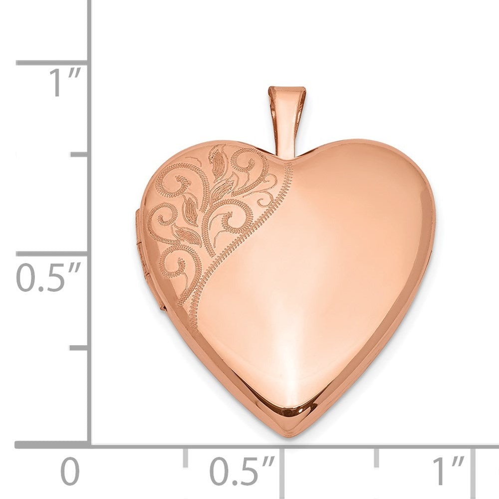 Sterlingsilber Rose Vergoldet 20mm Poliert Wirbel Herz Medaillon