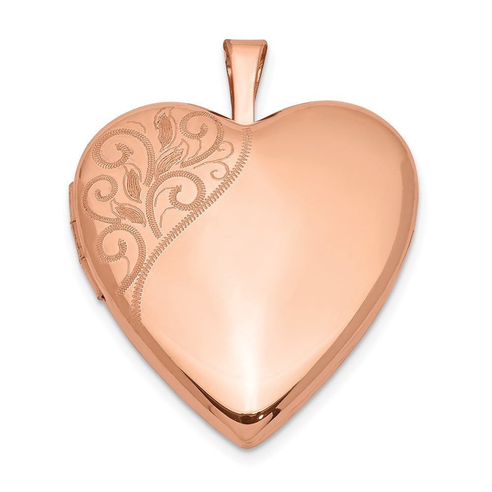 Sterlingsilber Rose Vergoldet 20mm Poliert Wirbel Herz Medaillon