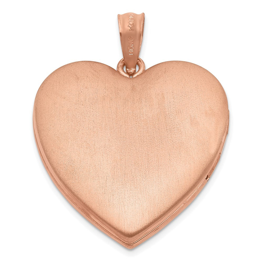 Sterlingsilber Rose Vergoldet 24mm Wirbel Design Herz Medaillon