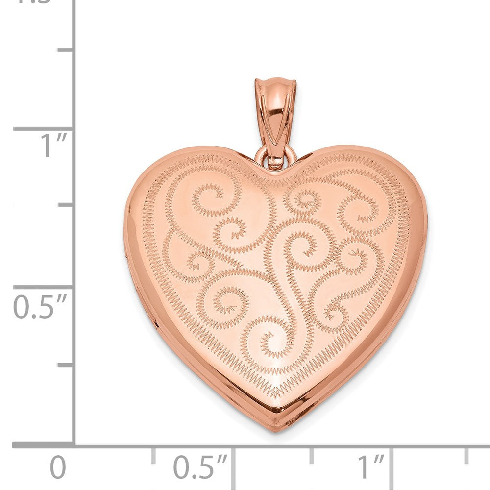 Sterlingsilber Rose Vergoldet 24mm Wirbel Design Herz Medaillon