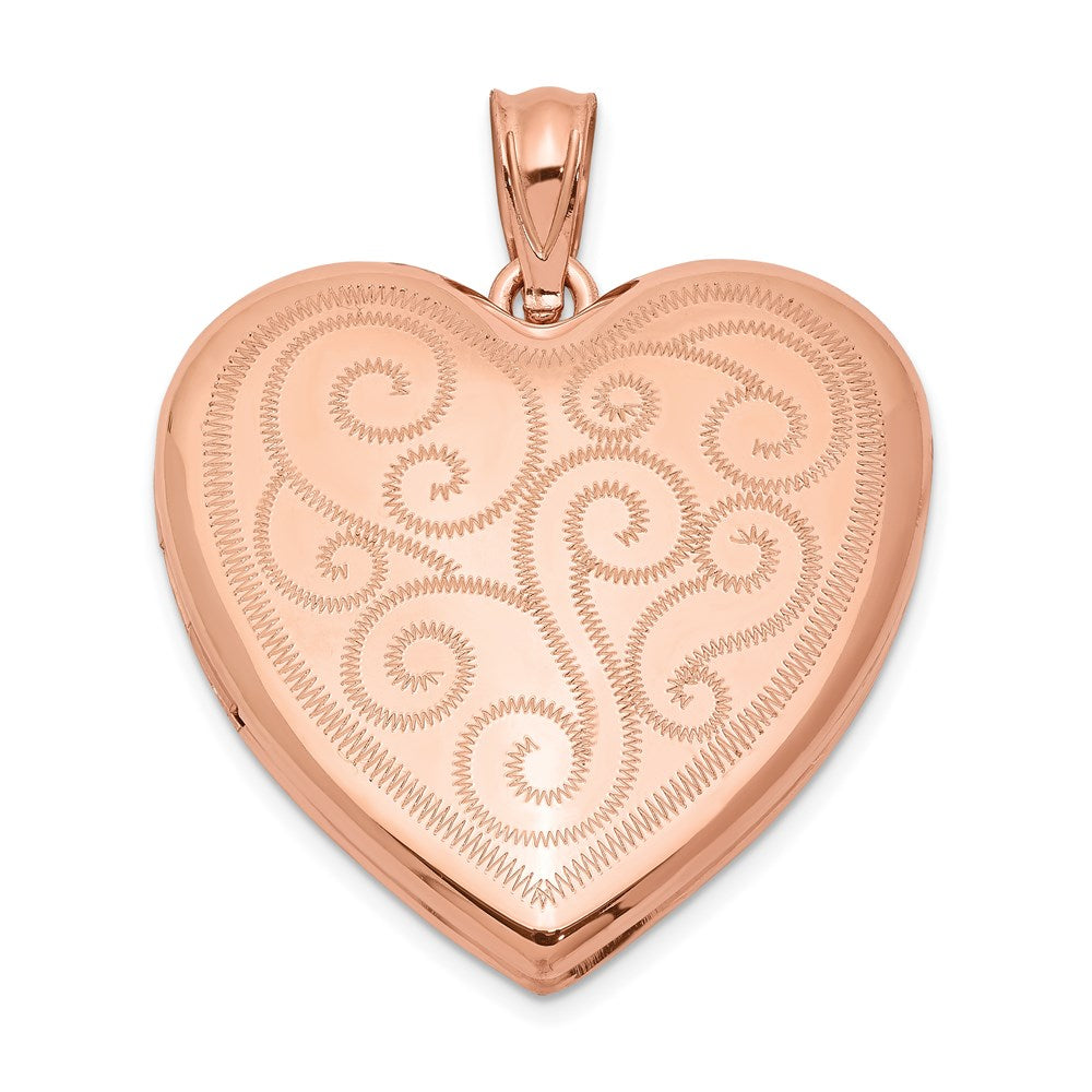 Sterlingsilber Rose Vergoldet 24mm Wirbel Design Herz Medaillon