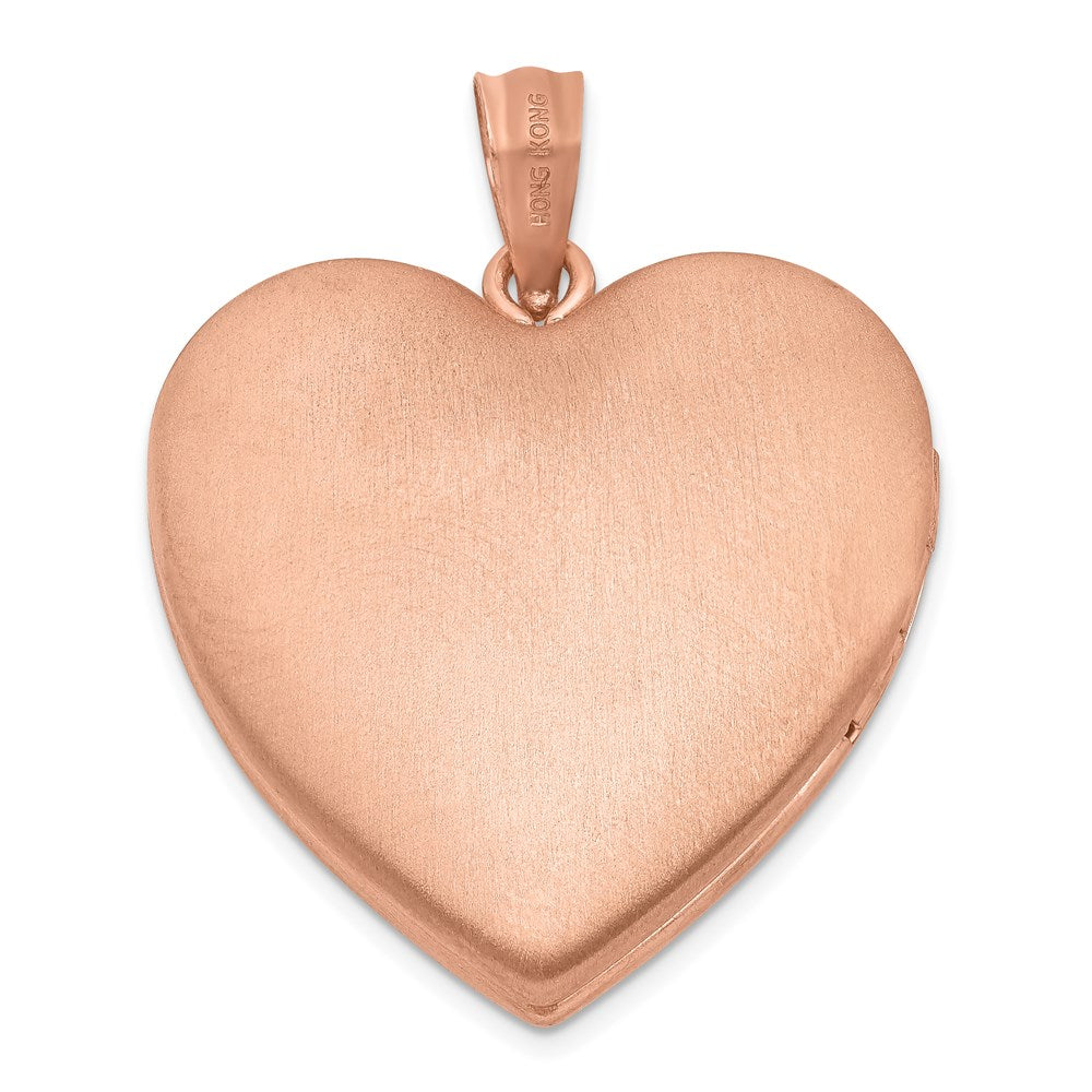 Sterlingsilber Rose Vergoldet & Diamant 24mm Diamantiert Herz Medaillon
