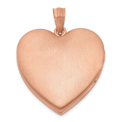 Sterlingsilber Rose Vergoldet & Diamant 24mm Diamantiert Herz Medaillon