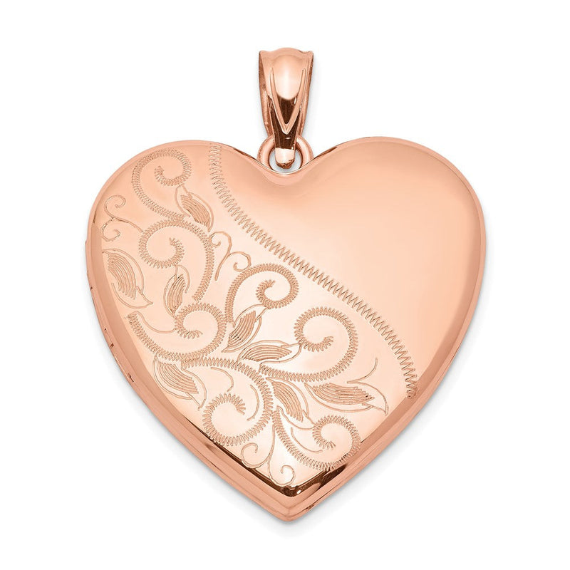 Sterlingsilber Rose Vergoldet 24mm Scrolled Herz Familie Medaillon