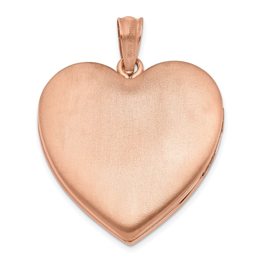Sterlingsilber Rose Vergoldet 24mm Schlicht Herz Medaillon