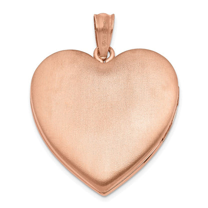 Sterlingsilber Rose Vergoldet 24mm Schlicht Herz Medaillon