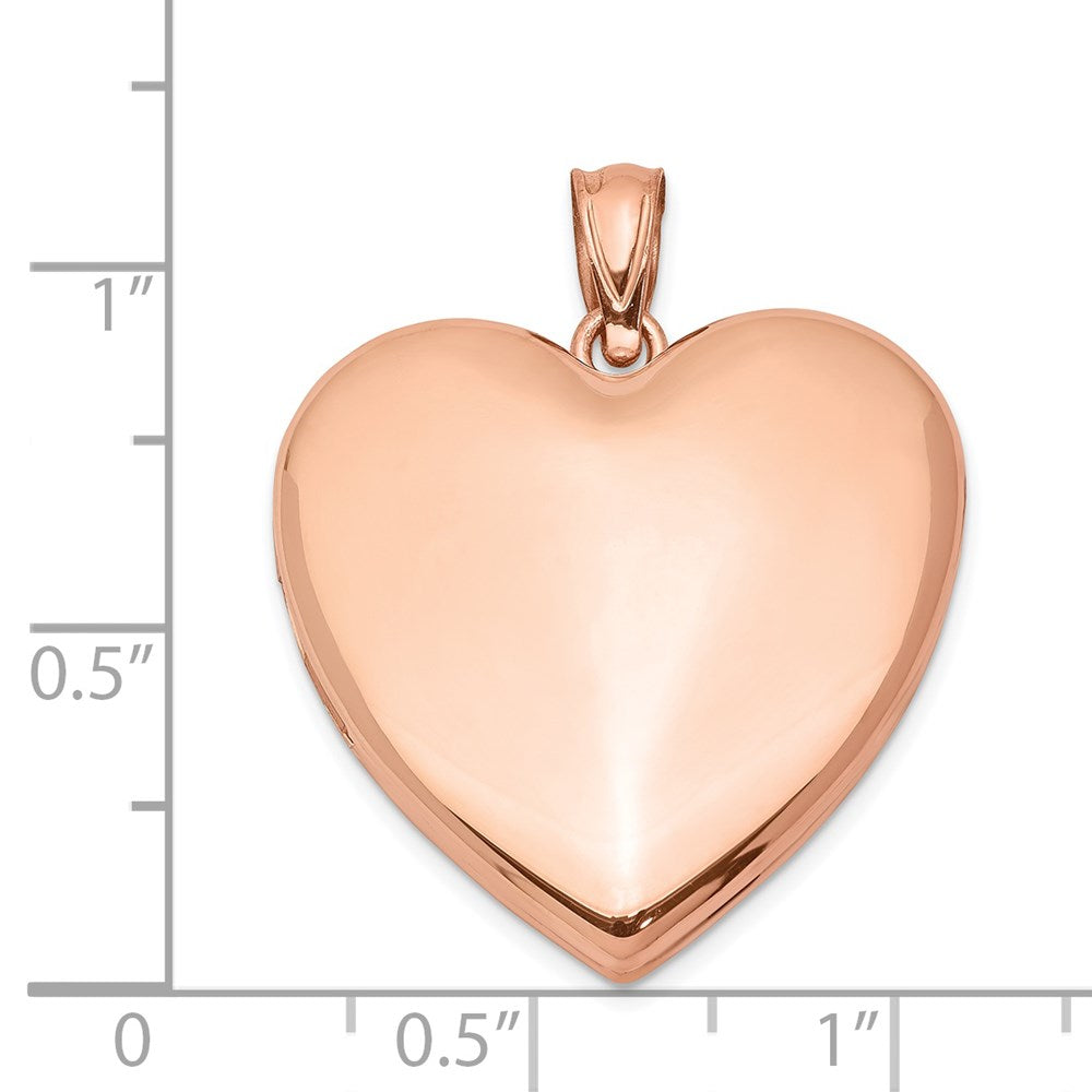 Sterlingsilber Rose Vergoldet 24mm Schlicht Herz Medaillon