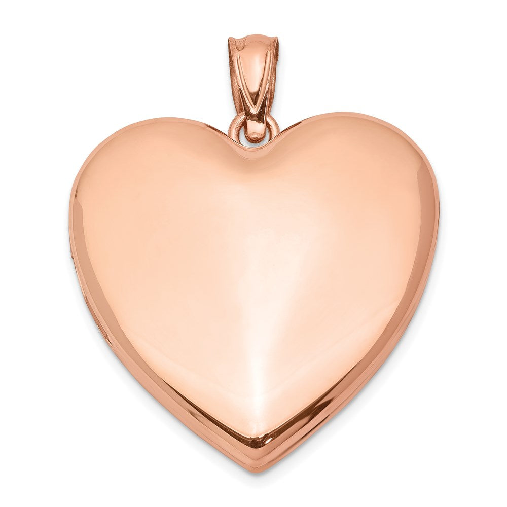 Sterlingsilber Rose Vergoldet 24mm Schlicht Herz Medaillon