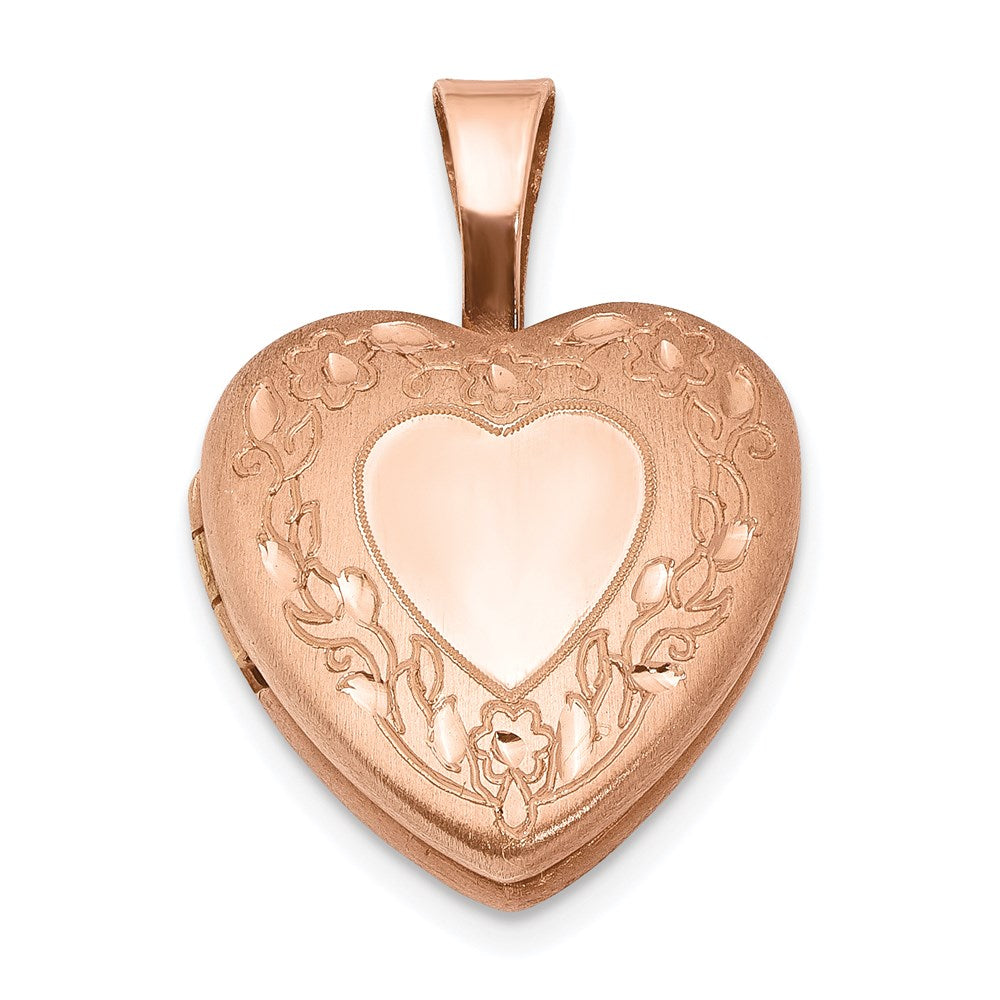 Sterlingsilber Rose Vergoldet Blume Rand 12mm Herz Medaillon