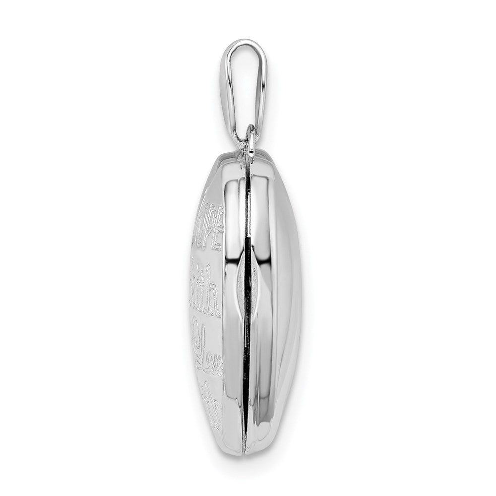 Sterlingsilber Rhodiniert Glaube Hoffnung Liebe 18mm Herz Medaillon
