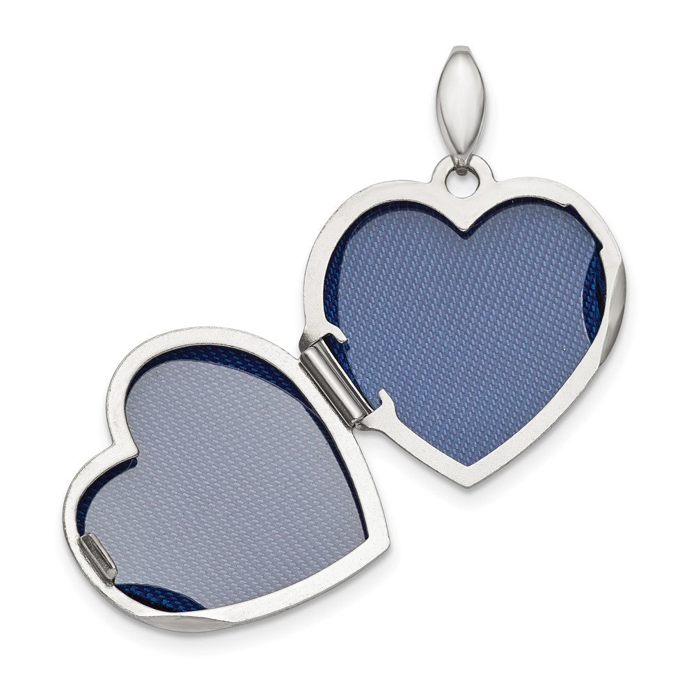 Sterlingsilber Rhodiniert Glaube Hoffnung Liebe 18mm Herz Medaillon