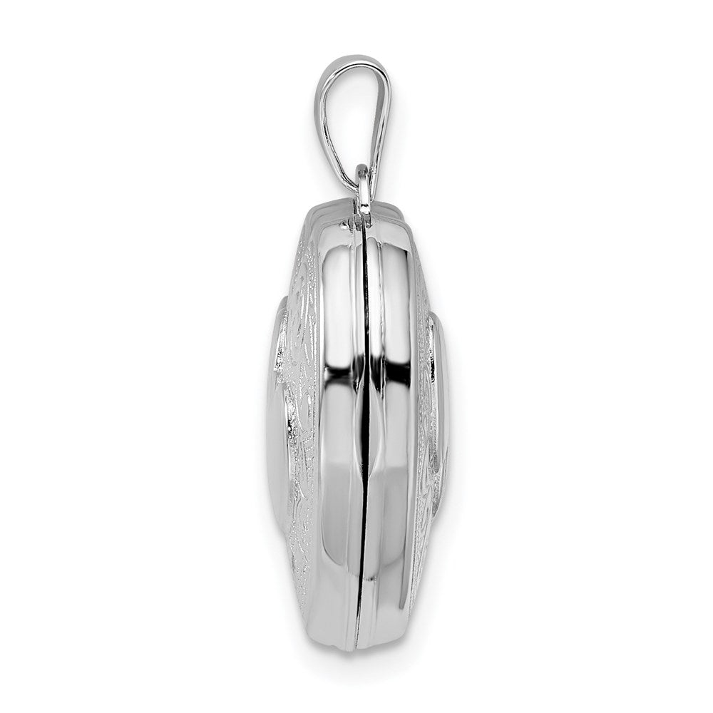 Sterlingsilber Rhodiniert 2-heart Design Wendbar 18mm Herz Medaillon