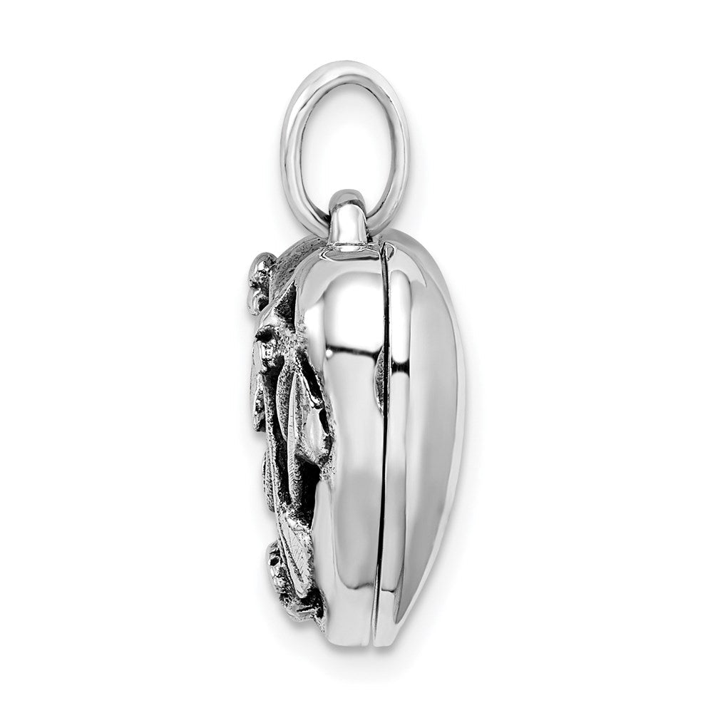 Sterlingsilber Antikisiert Filigran Oberteil Poliert Rückseite 16mm Herz Medaillon