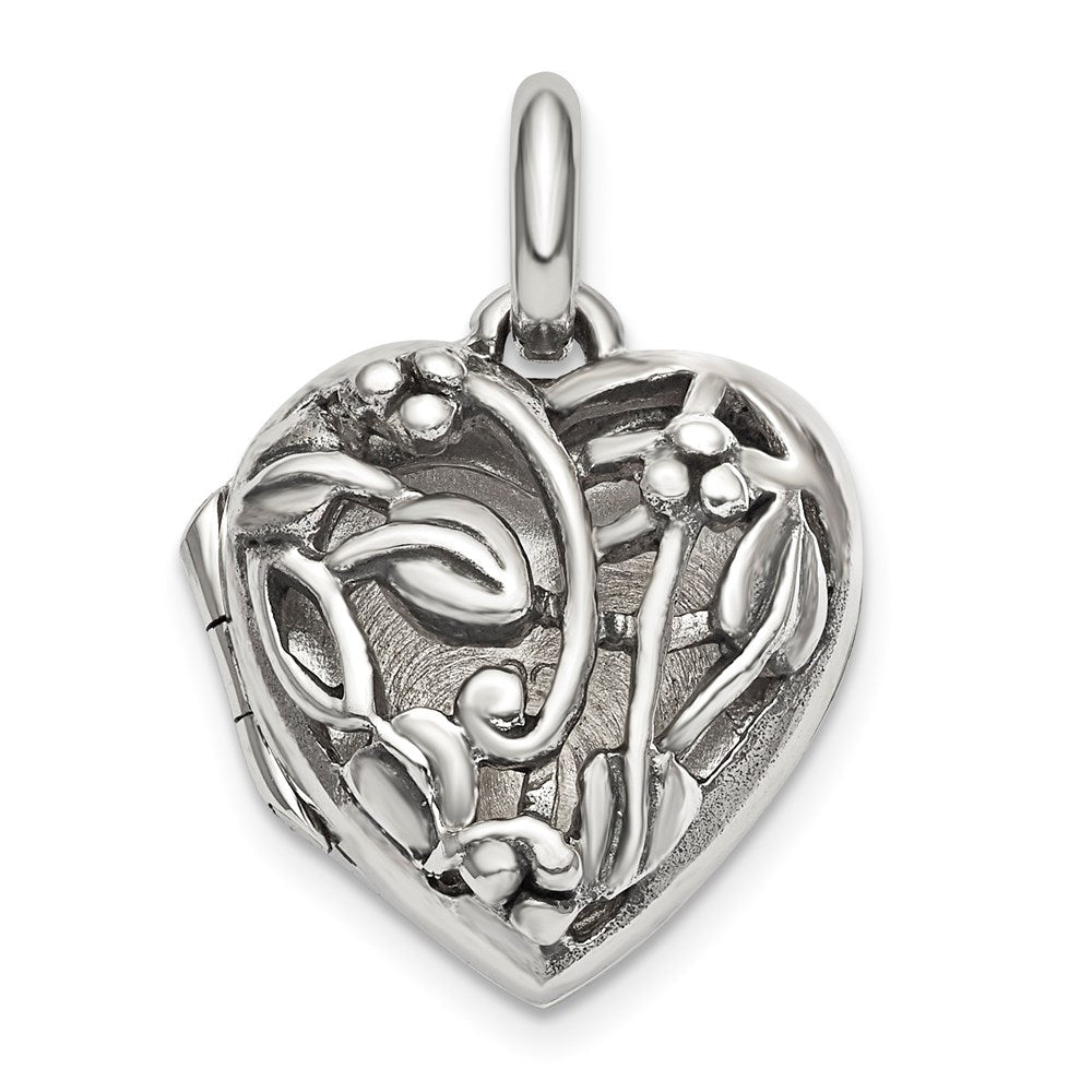 Sterlingsilber Antikisiert Filigran Oberteil Poliert Rückseite 16mm Herz Medaillon