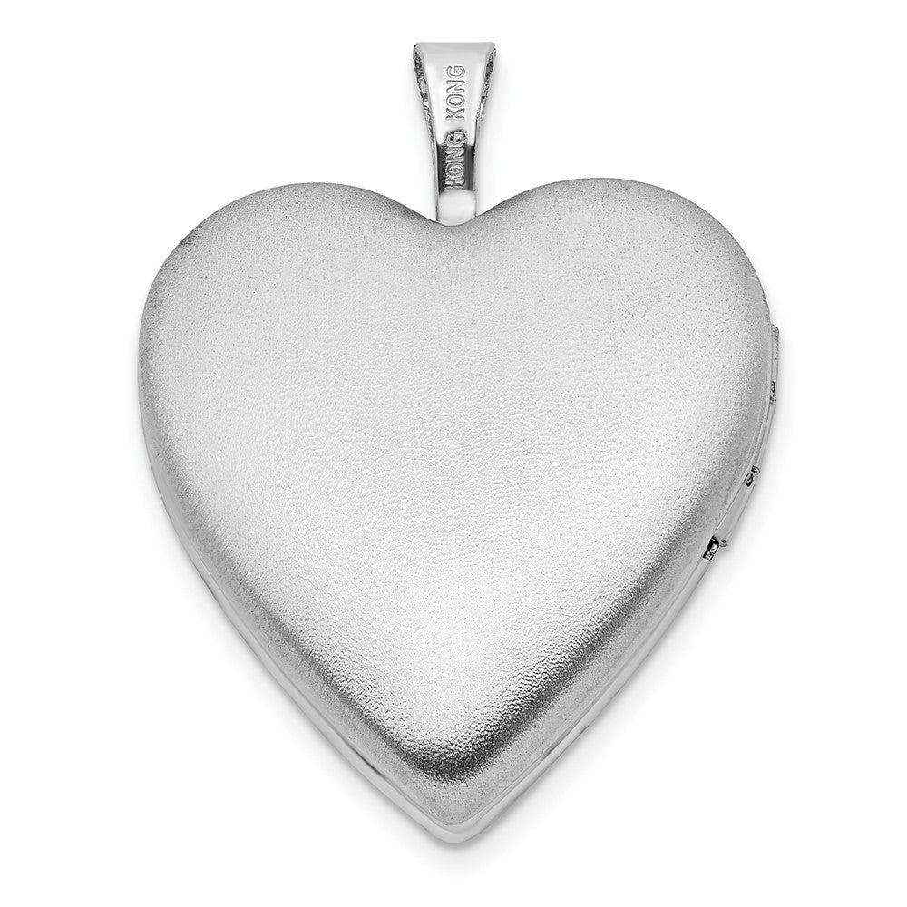 Sterlingsilber Rhodiniert 20mm Rosa Resin Rose Cameo Herz Medaillon