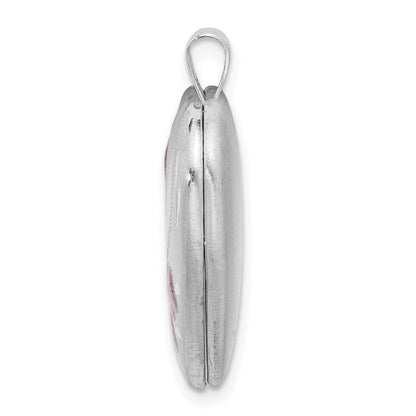 Sterlingsilber Rhodiniert 20mm Rosa Emaille Blume Herz Medaillon