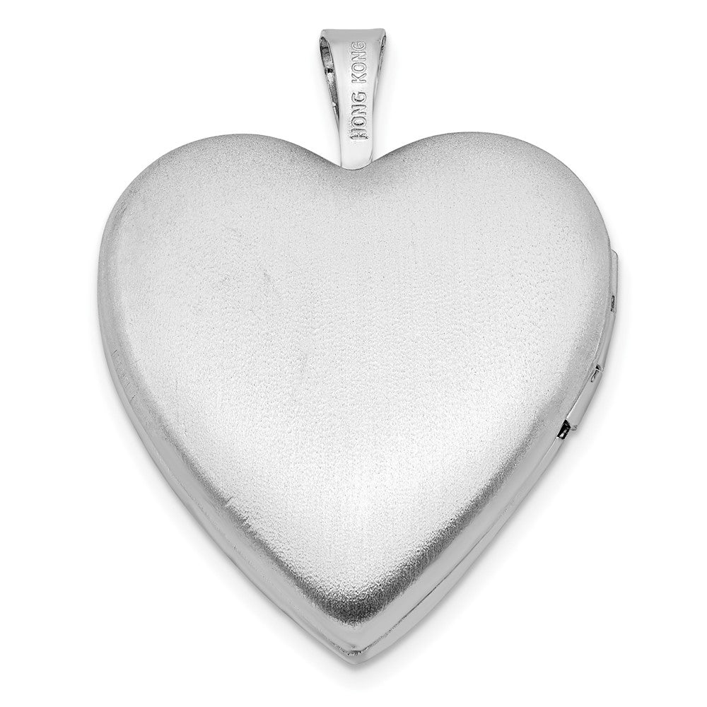 Sterlingsilber Rhodiniert 20mm Rosa Emaille Blume Herz Medaillon