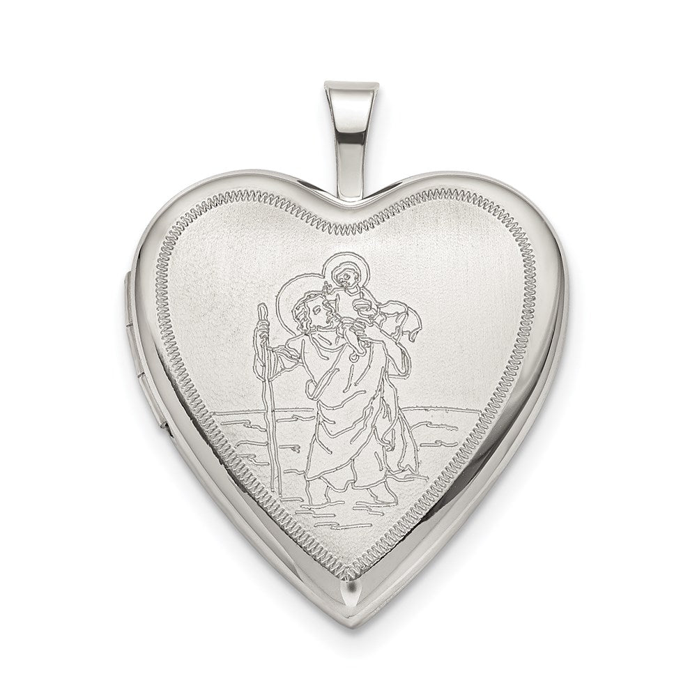 Sterlingsilber 20mm St. Christopher Herz Medaillon