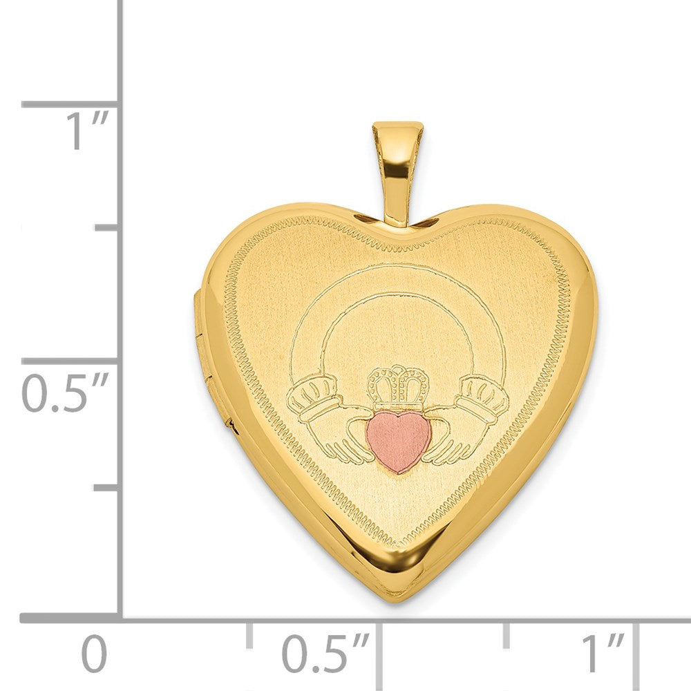 Ss/vergoldet Sterlingsilber Vergoldet 20mm Claddagh Emailliert Herz Medaillon