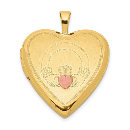 Ss/vergoldet Sterlingsilber Vergoldet 20mm Claddagh Emailliert Herz Medaillon