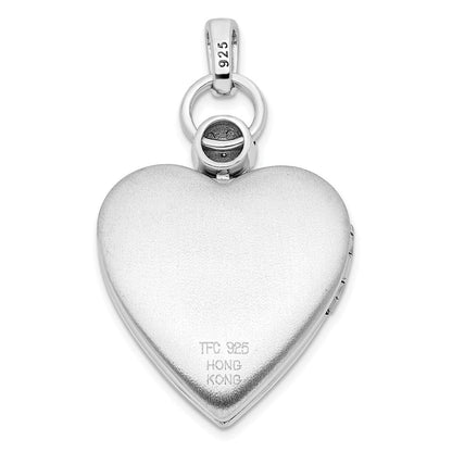 Herz-Medaillon mit Diamant-Akzent aus rhodiniertem Sterlingsilber, 21 mm