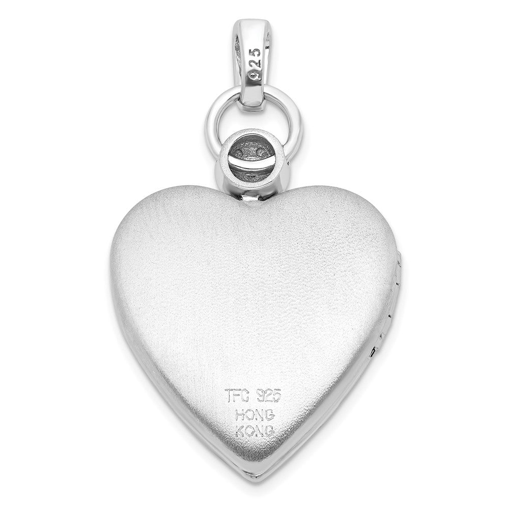 Sterlingsilber Rhodiniert 21mm Diamant Accented Satiniert Medaillon