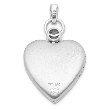 Sterlingsilber Rhodiniert 21mm Diamant Accented Satiniert Medaillon