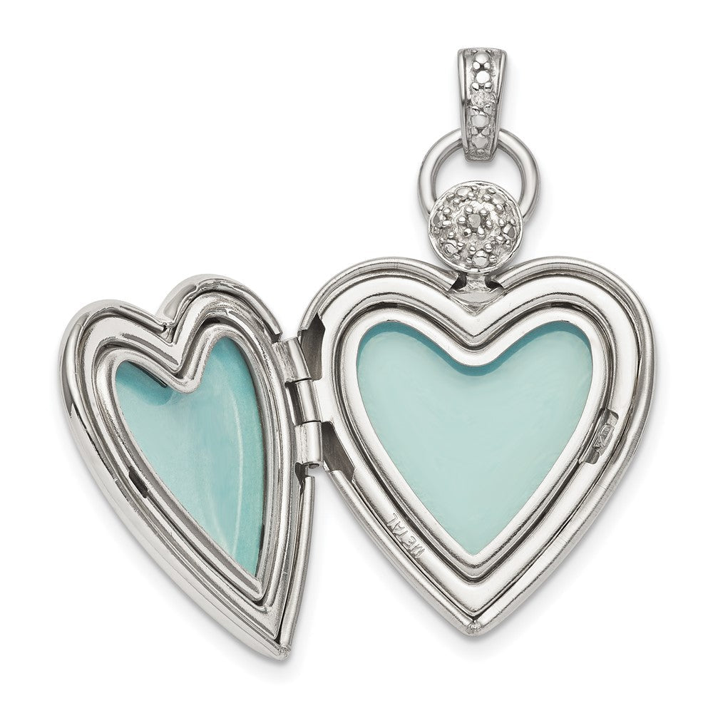 Sterlingsilber Rhodiniert 21mm Diamant Accented Satiniert Medaillon