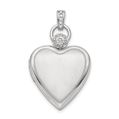 Sterlingsilber Rhodiniert 21mm Diamant Accented Satiniert Medaillon