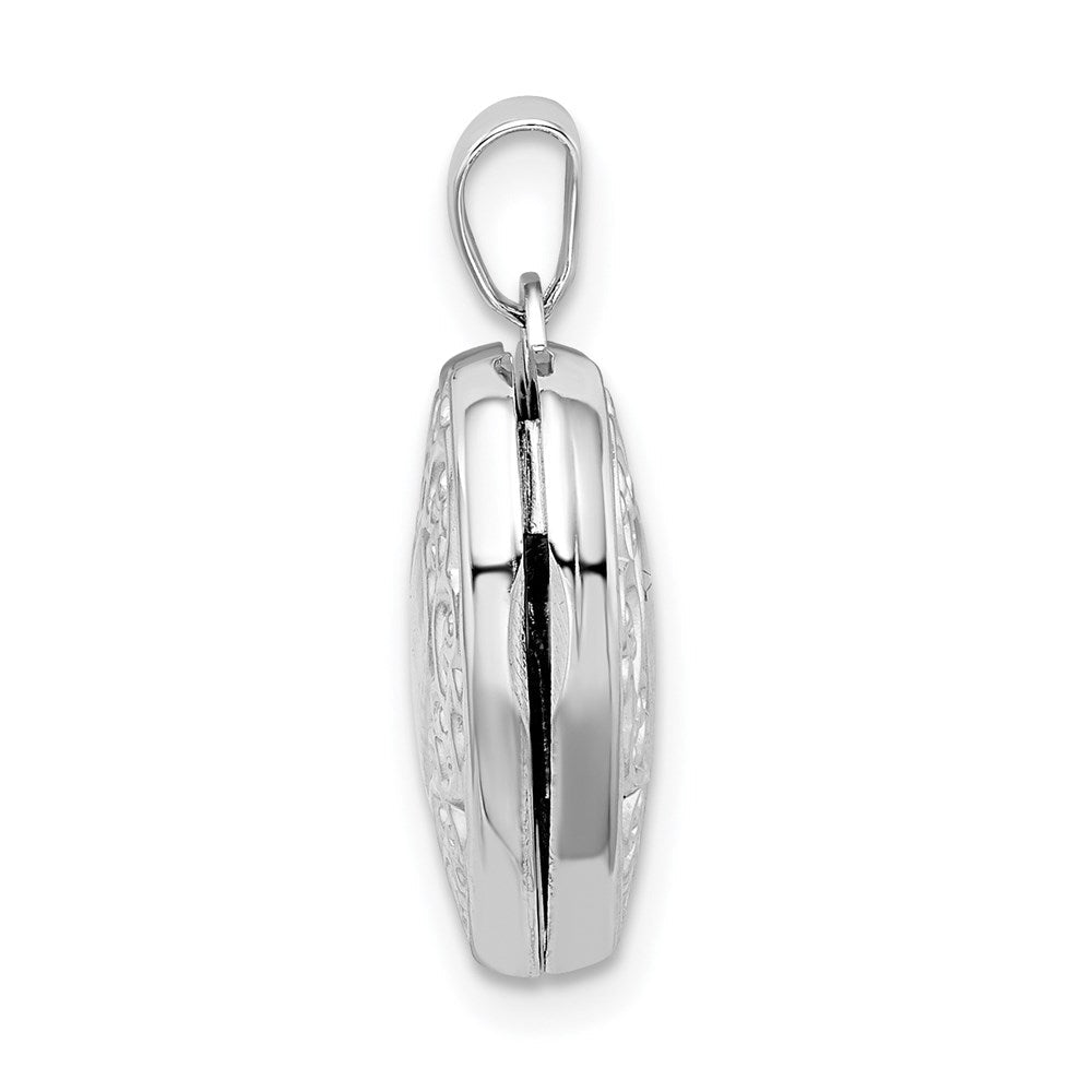 Sterlingsilber Rhodiniert Ranke Rand Wendbar 15mm Herz Medaillon