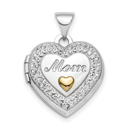 Sterlingsilber Rhodiniert Goldfarben Preciosa Kristall Mama Herz Medaillon