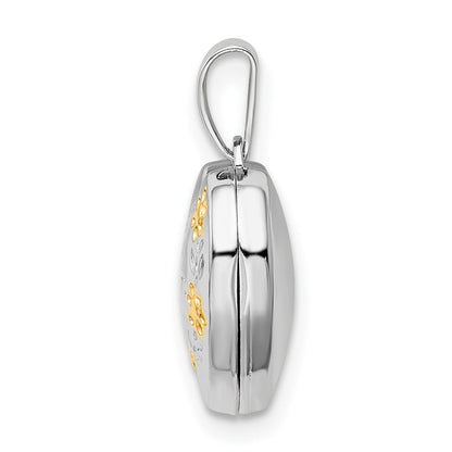 Sterlingsilber Rhodiniert & Goldfarben Blumen Mama Herz Medaillon
