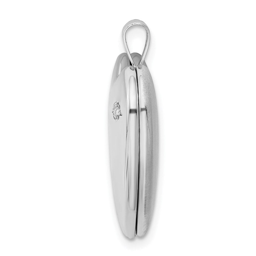 Sterlingsilber Rhodiniert 20mm Liebe To The Mond Diamant Herz Medaillon