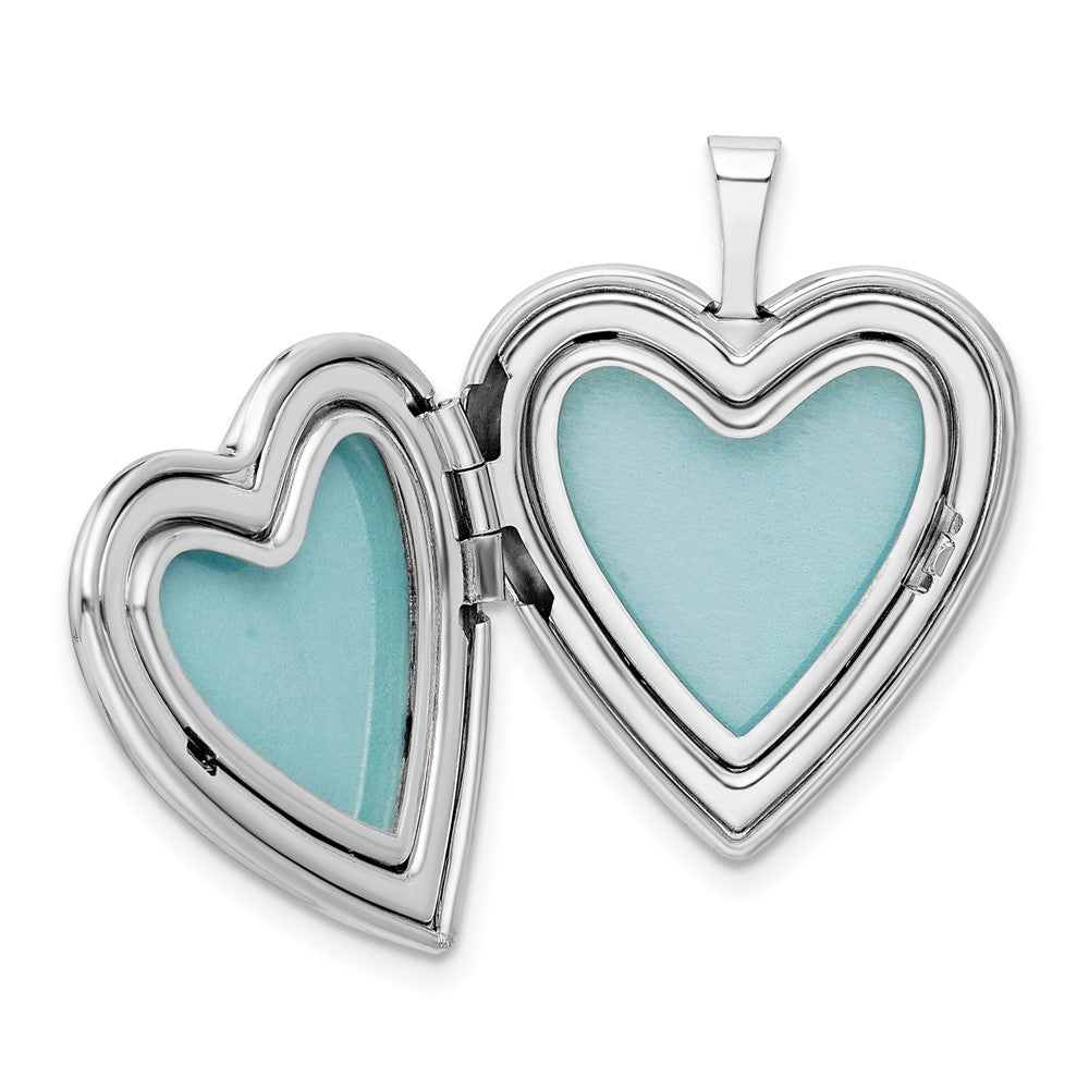 Sterlingsilber Rhodiniert 20mm Liebe To The Mond Diamant Herz Medaillon