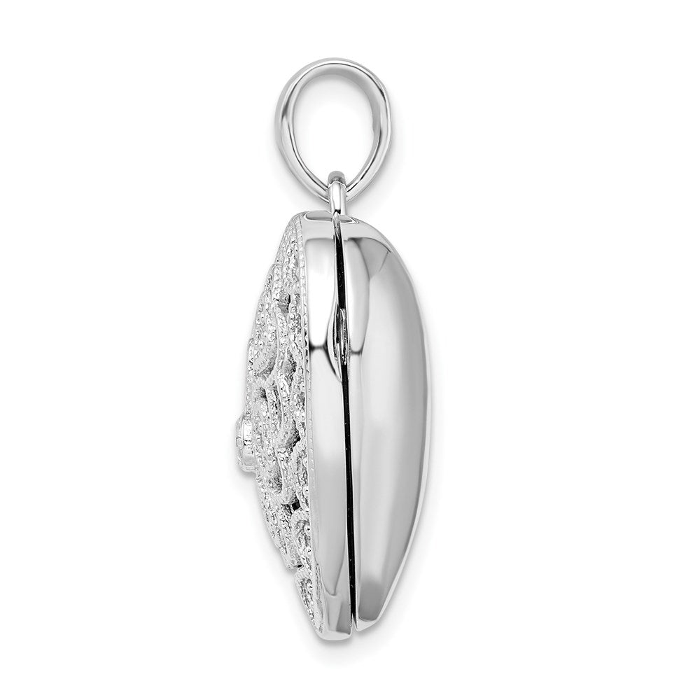 Sterlingsilber Rhodiniert Fantasie Zirkonia Herz Medaillon