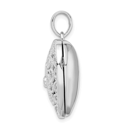 Sterlingsilber Rhodiniert Fantasie Zirkonia Herz Medaillon