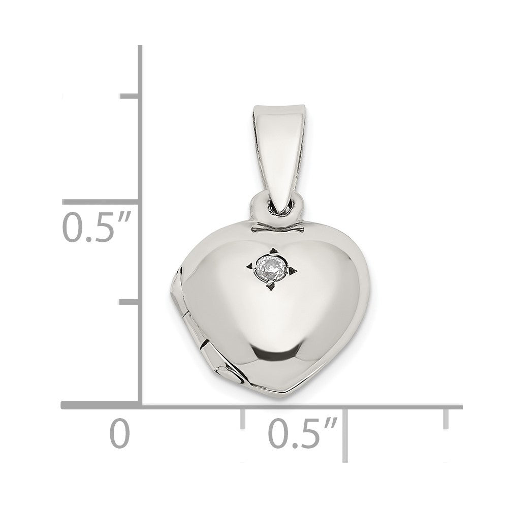 Sterlingsilber Zirkonia Herz Medaillon