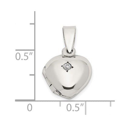 Sterlingsilber Zirkonia Herz Medaillon
